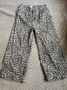 Anthropologie Pilcro Leopard Print Wide-Leg Pants - 28